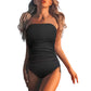 Women's Strapless Ruched One-Piece Swimsuit