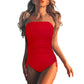 Women's Strapless Ruched One-Piece Swimsuit