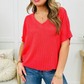 Women's Casual Solid Color V-Neck Short Sleeve Top