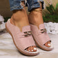 Wedge Peep Toe Sandals with Metal Decoration