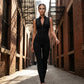 Women's Sexy Zipper V-Neck Ribbed Jumpsuit