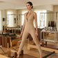 Women's Sexy Zipper V-Neck Ribbed Jumpsuit