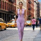 Women's Sexy Zipper V-Neck Ribbed Jumpsuit