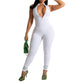 Women's Sexy Zipper V-Neck Ribbed Jumpsuit