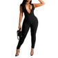 Women's Sexy Zipper V-Neck Ribbed Jumpsuit