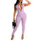 Women's Sexy Zipper V-Neck Ribbed Jumpsuit