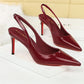 Women's Patent Leather Pointed-Toe Slingback Stilettos