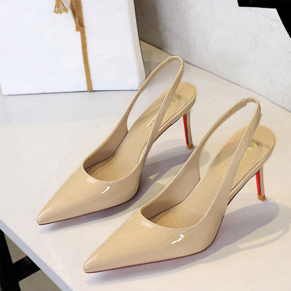 Women's Patent Leather Pointed-Toe Slingback Stilettos
