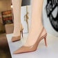 Women's Patent Leather Pointed-Toe Slingback Stilettos