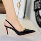 Women's Patent Leather Pointed-Toe Slingback Stilettos