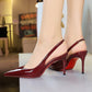 Women's Patent Leather Pointed-Toe Slingback Stilettos