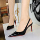 Women's Patent Leather Pointed-Toe Slingback Stilettos