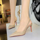 Women's Patent Leather Pointed-Toe Slingback Stilettos