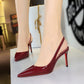 Women's Patent Leather Pointed-Toe Slingback Stilettos