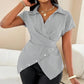 Elegant Collared Tie-Waist Shirt Blouse