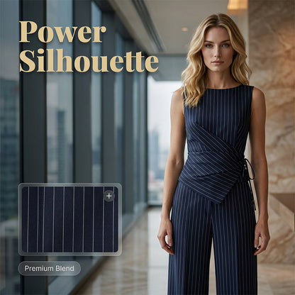 Women's Pinstripe Wrap Waist Jumpsuit