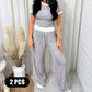Contrast Trim Top & Wide Leg Pants Set