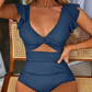 Sexy Ruffled V-Neck One-Piece Swimsuit