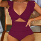 Sexy Ruffled V-Neck One-Piece Swimsuit