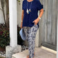 Solid Color Top + Tie-Dye Pants Set