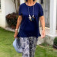 Solid Color Top + Tie-Dye Pants Set