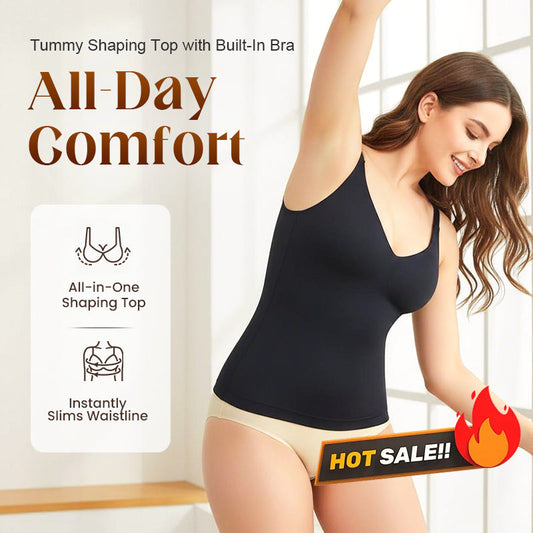 Women's Tummy Shaping Top with Built-In Bra