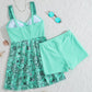Strap Top & Fitted Swim Shorts Separable Swimsuit 