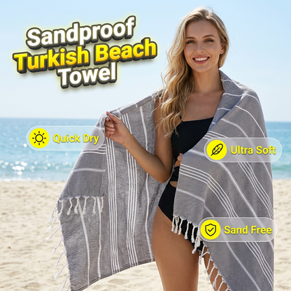 Cotton Blend Striped Tassel Beach Towel