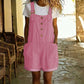 Retro Solid Color Romper with Adjustable Straps