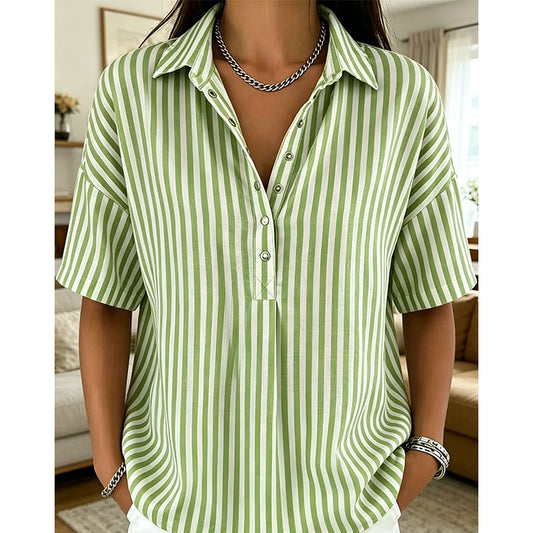 Women's Casual Striped Short-Sleeve Shirt