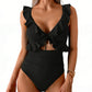 Women's Ruffle V-Neck One-Piece Swimsuit