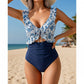 Women's Ruffle V-Neck One-Piece Swimsuit