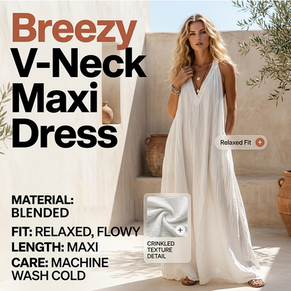 Women's Casual V-Neck Sleeveless Maxi Dress