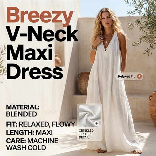 Women's Casual V-Neck Sleeveless Maxi Dress