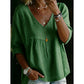 👚 50% OFF NOW! 🕊️ Women's Casual V-Neck Lace Trim Top – Empire Waist, Lightweight & 3/4 Sleeves – Flowy, Breathable & Romantic ✨