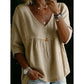 👚 50% OFF NOW! 🕊️ Women's Casual V-Neck Lace Trim Top – Empire Waist, Lightweight & 3/4 Sleeves – Flowy, Breathable & Romantic ✨