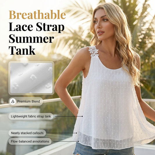 Elegant Dot Lace Strap Tank Top