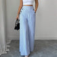 High-Waist Striped Wide-Leg Trousers