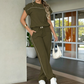 Women's Casual Short Sleeve Top & Wide Leg Pants Set