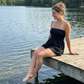 Women Strapless Tube Dress Summer Beach Ruched Romper