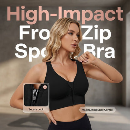 Women's Front-Zip Supportive Sports Bra