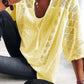 Women's U-neck blouse with sleeves—buy 2 get free shipping
