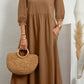 Women's Lantern Sleeve Cotton And Linen Summer Dress