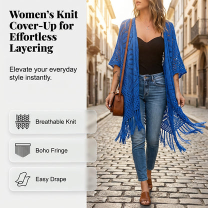 🔥 LIMITED-TIME 50% OFF😍Women’s Oversized Knit Cardigan – Lightweight Crochet Tassel Kimono for Spring & Summer 🌸