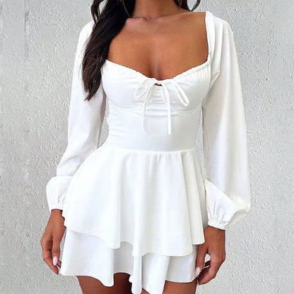 Women’s Sweetheart Neckline Skort Mini Dress