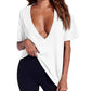 Women's Deep V-Neck Short Sleeve T-Shirt