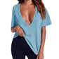 Women's Deep V-Neck Short Sleeve T-Shirt