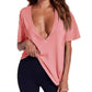 Women's Deep V-Neck Short Sleeve T-Shirt