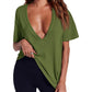 Women's Deep V-Neck Short Sleeve T-Shirt