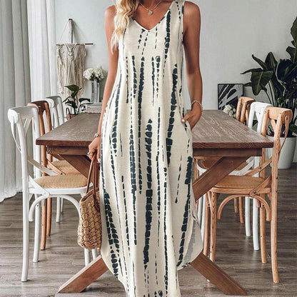 Women's Elegant Sleeveless V-Neck Maxi Dress
